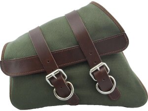 Canvas Swing Arm Saddle Bag With Black Straps Brown Army...