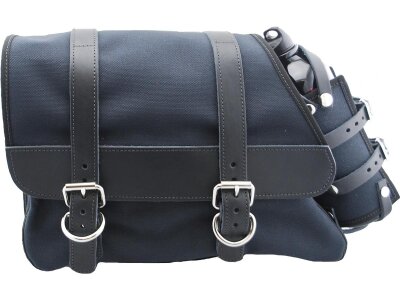 Canvas Solo Side Bag with Fuel Bottle Strut Mount Black Left