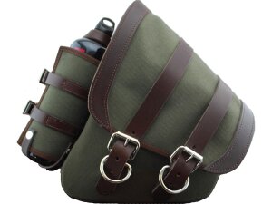 Canvas Swing Arm Saddle Bag with Bottle With Black Straps...