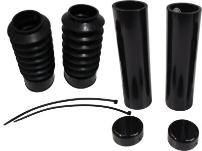 6-Piece Fork Covers with lower Fork Rubbers Plain Black Gloss Powder Coated