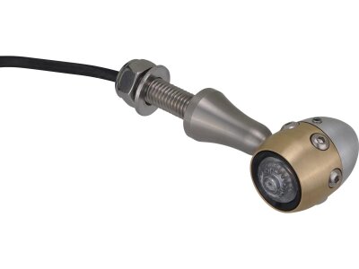Retro LED Turn Signal V2A Satin stem Brass Satin Aluminium Satin Clear