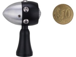 Retro LED Turn Signal V2A Black stem Black Aluminium Satin Clear
