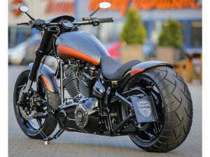 Rear Steel Fender for Twin Cam Softail (Wide Frame) 260/18" Tire, With Taillight and Turn Signals Raw