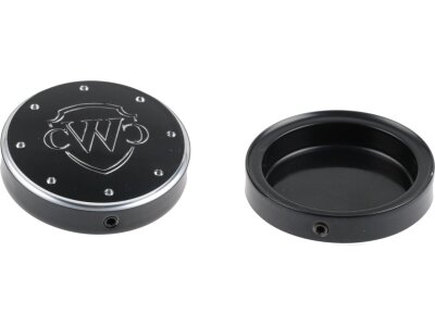 End Cap Fork Cover Fork Cap with Cult-Werk Logo Black Powder Coated