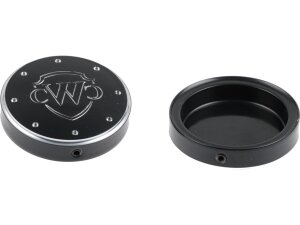 End Cap Fork Cover Fork Cap with Cult-Werk Logo Black Powder Coated