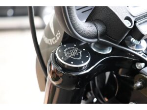 End Cap Fork Cover Fork Cap with Cult-Werk Logo Black Powder Coated