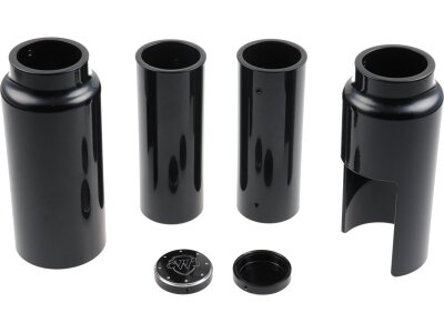 6-Piece Fork Covers with lower Fork Aluminum Covers With Cult-Werk Logo Gloss Black Powder Coated