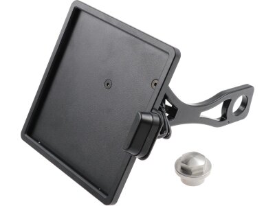 Slide-In Frame Side Mount License Plate Bracket Germany 180 x 200 mm Black Powder Coated