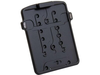 Slide-in Licence Base Plate Including 3-1 Turn Signals (smoked lens) and License Plate Light, German Size 180x200mm Satin Black Powder Coated