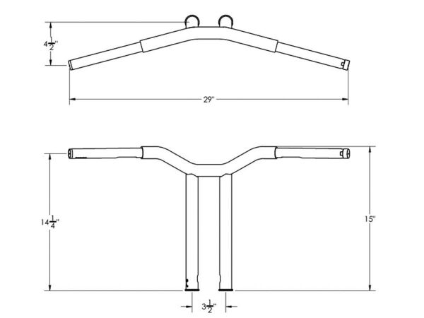 14" Dominator Raked Bar Bar 4-Hole Black Satin 1 1/4"