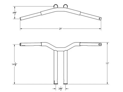 14" Dominator Raked Bar Bar 4-Hole Black Satin 1 1/4"