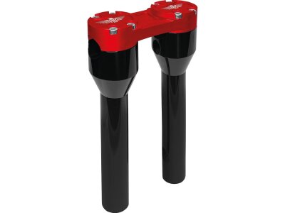 8" Clubstyle Straight Risers With Red Clamp Black 1"