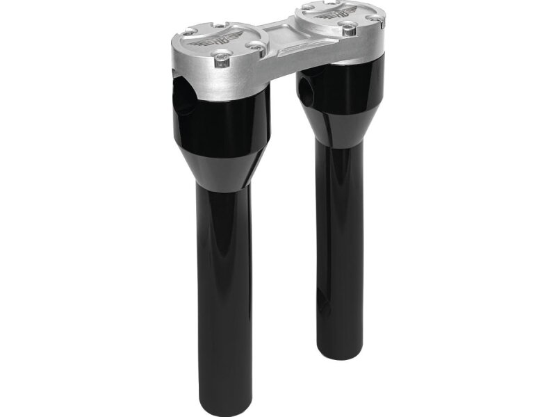8" Clubstyle Straight Risers With Silver Clamp Black 1"