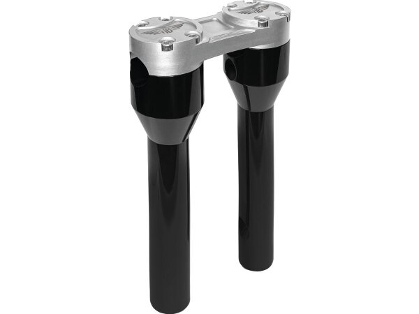8" Clubstyle Straight Risers With Silver Clamp Black 1"