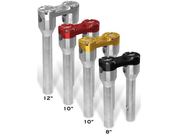 10" Clubstyle Straight Risers With Red Clamp Silver...