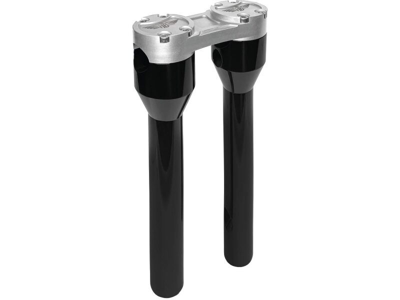 12" Clubstyle Straight Risers With Silver Clamp Black 1 1/4"