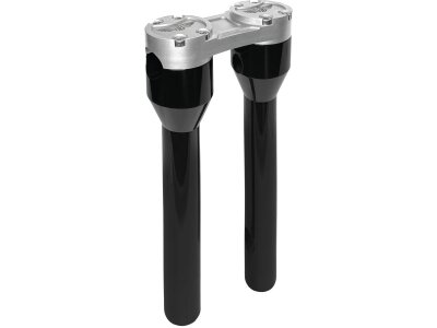 12" Clubstyle Straight Risers With Silver Clamp Black 1 1/4"