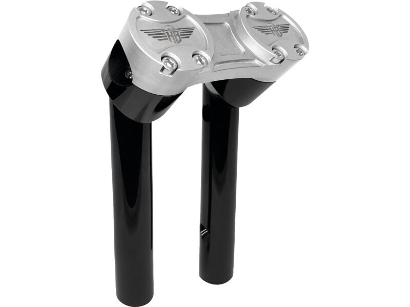6" Clubstyle Pullback Risers With Silver Clamp Black 1"