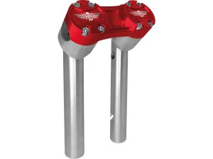 8" Clubstyle Pullback Risers With Red Clamp Silver 1"