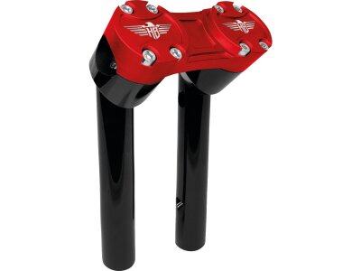 6" Clubstyle Pullback Risers With Red Clamp Black 1 1/4"