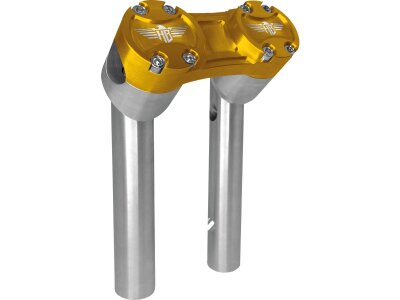 6" Clubstyle Pullback Risers With Gold Clamp Silver 1 1/4"