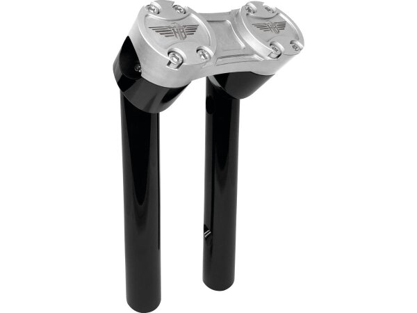 8" Clubstyle Pullback Risers With Silver Clamp Black 1 1/4"