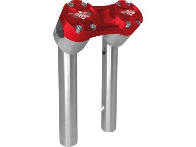 8" Clubstyle Pullback Risers With Red Clamp Silver 1 1/4"