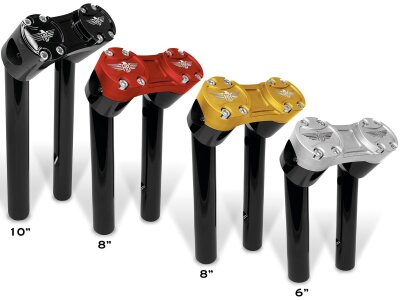 10" Clubstyle Pullback Risers With Silver Clamp Black 1 1/4"