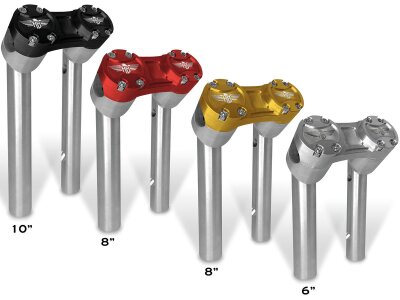 10" Clubstyle Pullback Risers With Gold Clamp Silver 1 1/4"