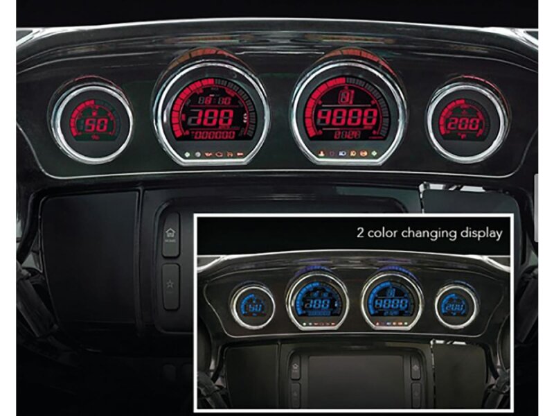 HD-03 4-Meter Instrument Kit Dual Color Changable Display (red and blue) Black
