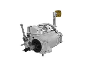 6-into-4 70-Early 84 Complete Transmission with Ear, Standard Shift Pattern Black Case, Function Formed Hydraulic Kicker Cover, Bearing Doors and Top Covers Aluminium Polished Hydraulic Clutch