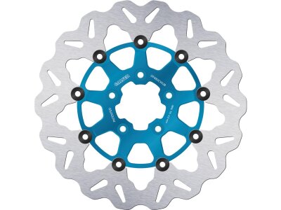 Colored Disc Wave DF FLW Floating Brake Disc Anodized Inner Aluminium Carrier Blue 11,5" Front