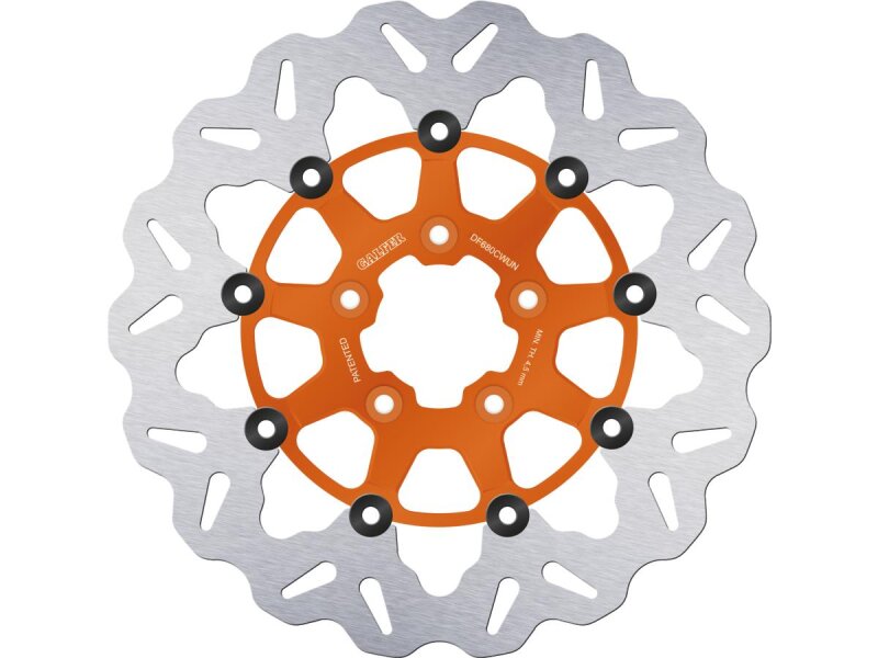 Colored Disc Wave DF FLW Floating Brake Disc Anodized Inner Aluminium Carrier Orange 11,5" Front