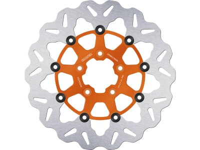 Colored Disc Wave DF FLW Floating Brake Disc Anodized Inner Aluminium Carrier Orange 11,5" Front