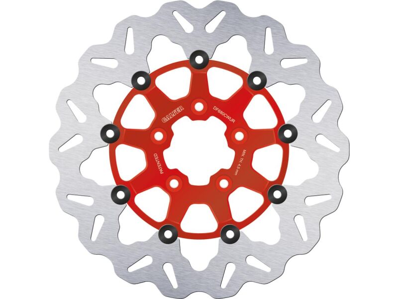 Colored Disc Wave DF FLW Floating Brake Disc Anodized Inner Aluminium Carrier Red 11,5" Front