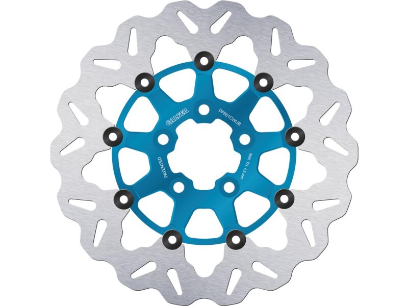 Colored Disc Wave DF FLW Floating Brake Disc Anodized Inner Aluminium Carrier Blue 11,5" Rear