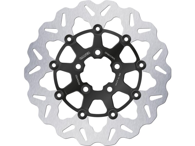 Colored Disc Wave DF FLW Floating Brake Disc Anodized Inner Aluminium Carrier Gloss Black 11,5" Rear