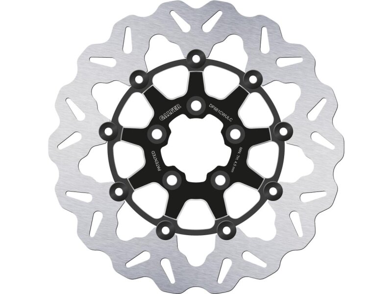 Colored Disc Wave DF FLW Floating Brake Disc Anodized Inner Aluminium Carrier Black Cut 11,5" Rear