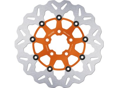 Colored Disc Wave DF FLW Floating Brake Disc Anodized Inner Aluminium Carrier Orange 11,5" Rear