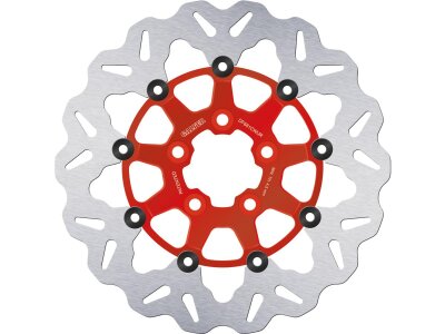 Colored Disc Wave DF FLW Floating Brake Disc Anodized Inner Aluminium Carrier Red 11,5" Rear