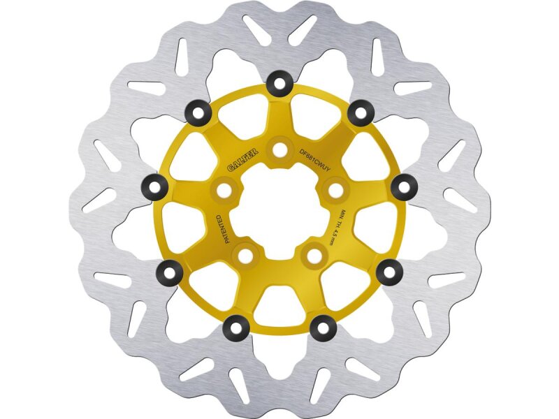 Colored Disc Wave DF FLW Floating Brake Disc Anodized Inner Aluminium Carrier Gold 11,5" Rear