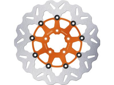 Colored Disc Wave DF FLW Floating Brake Disc Anodized Inner Aluminium Carrier Orange 11,8" Front