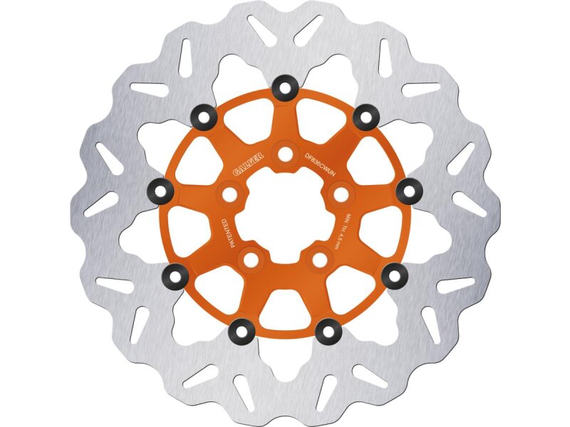 Colored Disc Wave DF FLW Floating Brake Disc Anodized Inner Aluminium Carrier Orange 11,5" Rear