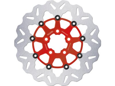 Colored Disc Wave DF FLW Floating Brake Disc Anodized Inner Aluminium Carrier Red 11,5" Rear