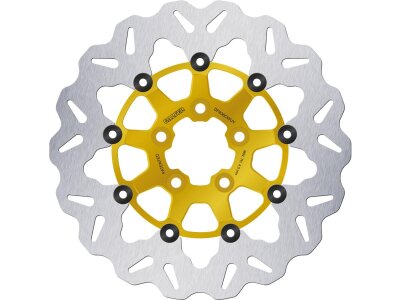 Colored Disc Wave DF FLW Floating Brake Disc Anodized Inner Aluminium Carrier Gold 11,5" Rear