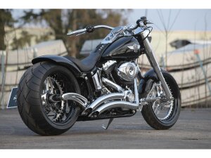 Rear Steel Fender for Twin Cam Softail (Narrow Frame) 260/18" Tire, 3-in1 LED Lighting Raw