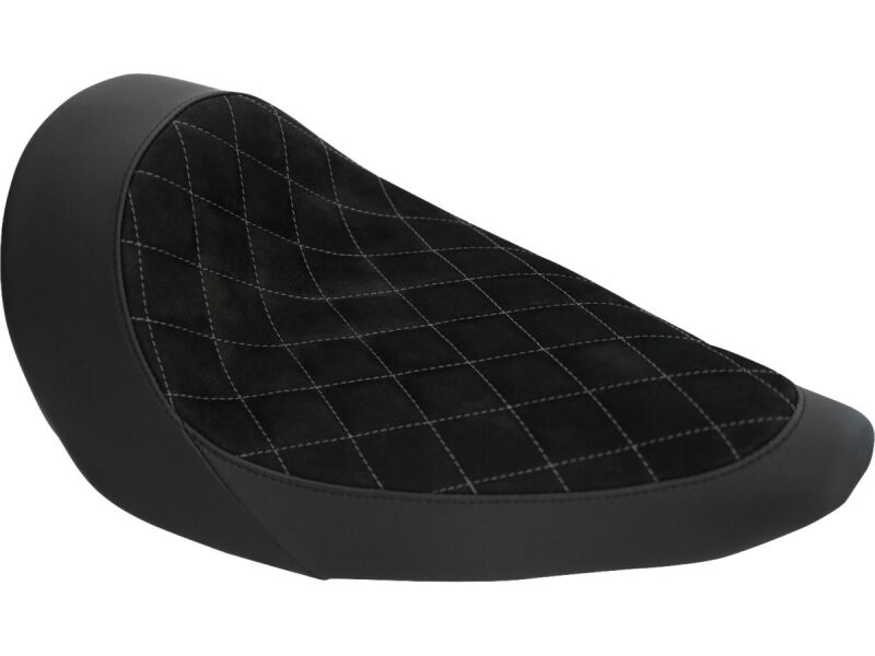 Nubuk Leather Solo Seat Diamond Stitch, For Thunderbike Steel Fender 260/18" and OE Tank Black