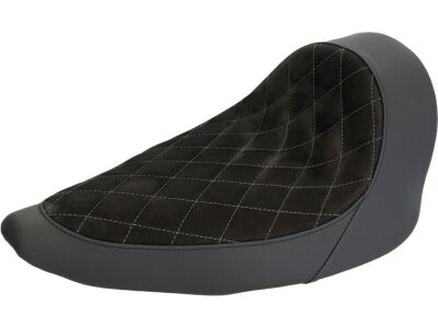 Nubuk Leather Solo Seat Diamond Stitch, For Thunderbike Steel Fender 260/18" and OE Tank Black
