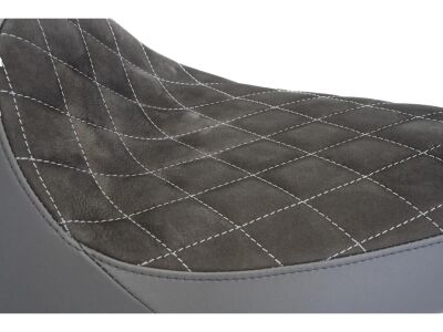 Nubuk Leather Solo Seat Diamond Stitch, For Thunderbike Steel Fender 260/18" and OE Tank Black