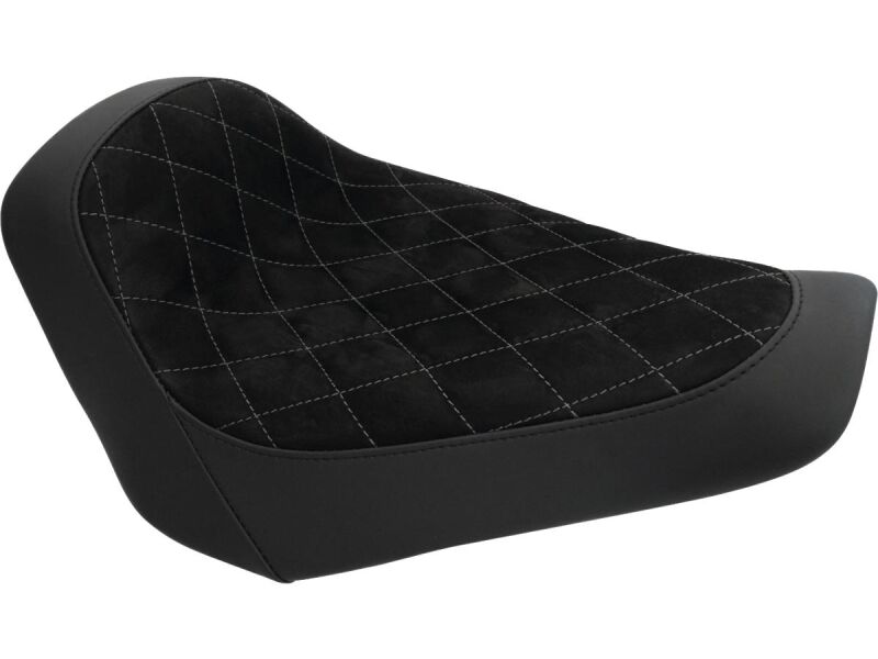 Nubuk Leather Solo Seat Diamond Stitch, For Thunderbike Steel Fender 260/18" and OE Tank Black